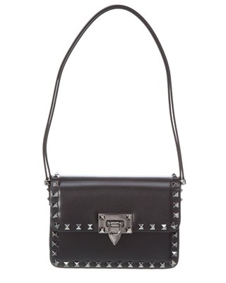 

Маленькая кожаная женская сумка через плечо Valentino Rockstud23, черная, NA