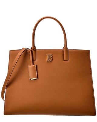 

Кожаная женская сумка-тоут среднего размера Burberry Frances, коричневая, NA