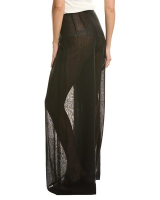Pre-owned Michael Kors Collection Garza Crepe Linen Palazzo Pant Women's In Black