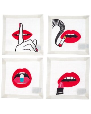Салфетки для коктейля Jonathan Adler Lips Белые