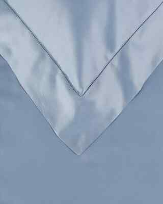$340 New Frette 2 PC SET Single Ajour Shams Hemstitch Powder Blue Sham EURO