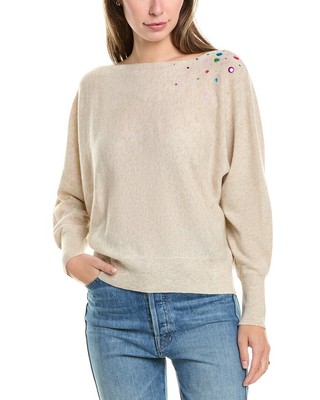 Женский джемпер с открытыми плечами горячей фиксации Brodie Cashmere из смеси шерсти и кашемира
