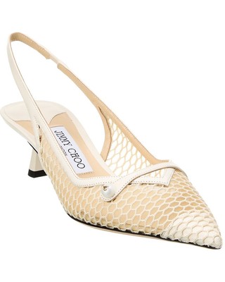 Jimmy Choo Amita 45 Женские туфли-лодочки из сетки и кожи с ремешком на пятке