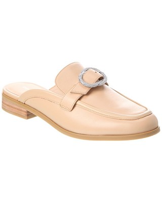 Stuart Weitzman Кожаный мул с хрустальной пряжкой Женский бежевый 6
