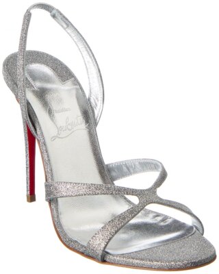 

Christian Louboutin Emilie 100 Кожаные сандалии с ремешком на пятке Женские Серебристые, Серебряный, NA