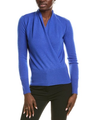 Sofiacashmere Modern Faux Wrap Cashmere Sweater Womens  L