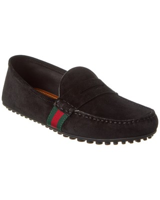 

Мужские замшевые драйверские брюки Gucci Web, Черный, NA
