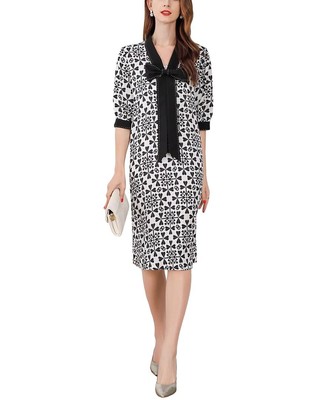 

Женское платье миди из смесового шелка Burryco, Black print