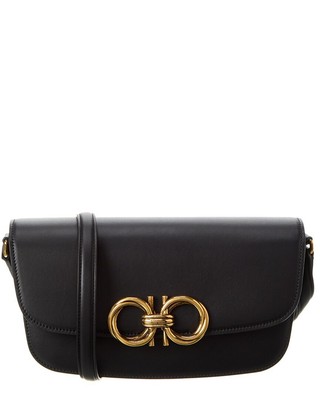

Женская кожаная сумка через плечо Ferragamo Trapezio, черная, NA