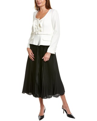 

Плиссированное платье миди для женщин Self-Portrait, Белый