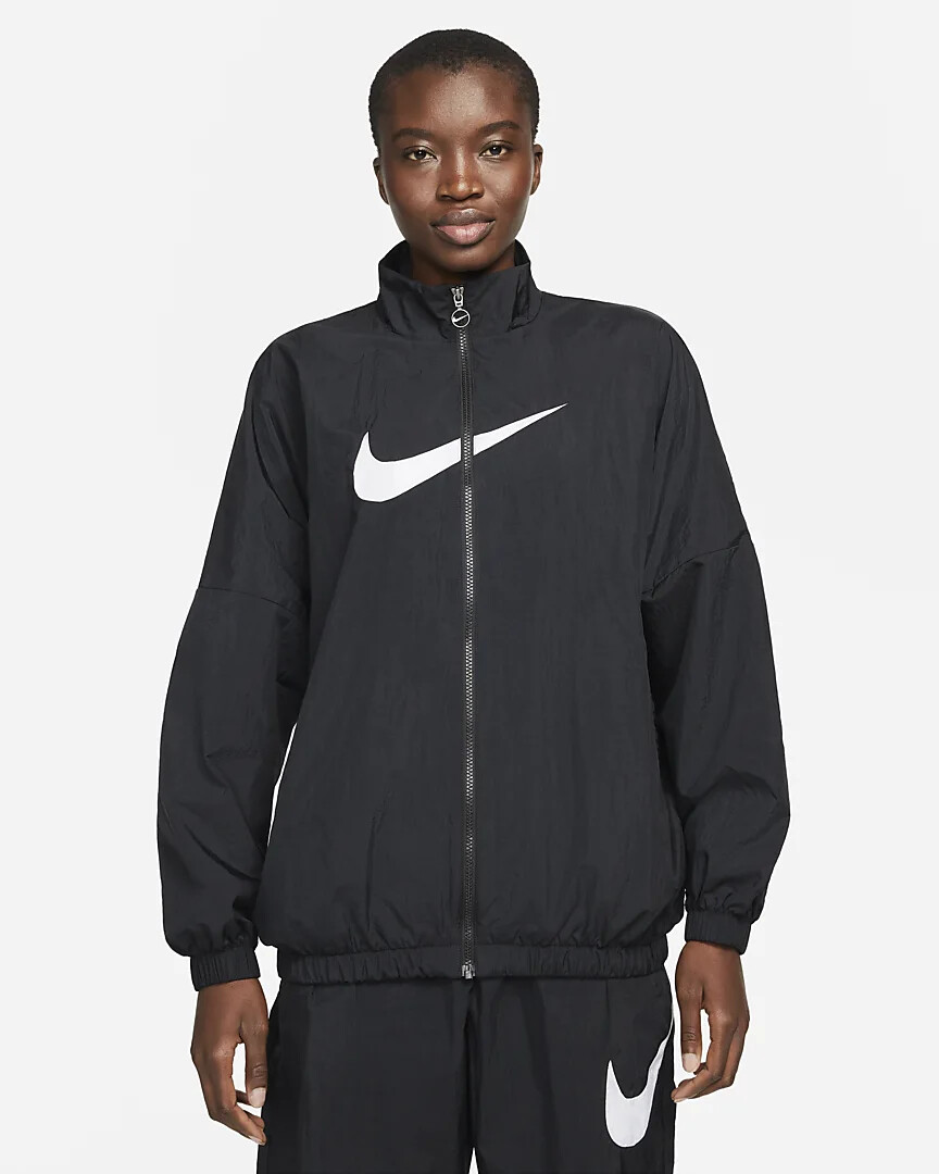 

Женская тканая куртка Nike Sportswear Essential черно-белая DM6181-010, Черный