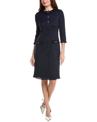 Teri Jon By Rickie Freeman Boucle Sheath Dress Womens Blue 10