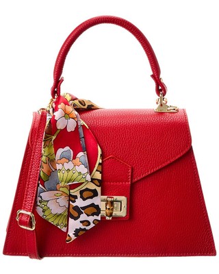 Женская кожаная сумка Persaman New York #1159 красного цвета.