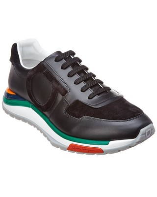 Мужские кроссовки из кожи и замши Ferragamo Runnint