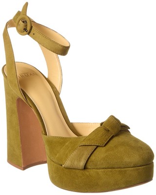 Pre-owned Alexandre Birman Clarita Vita 120 Suede Platform Pump Women's In Green