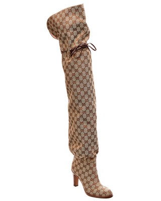 

Женские ботфорты выше колена Gucci Gg Canvas коричневые 39,5, Коричневый, NA