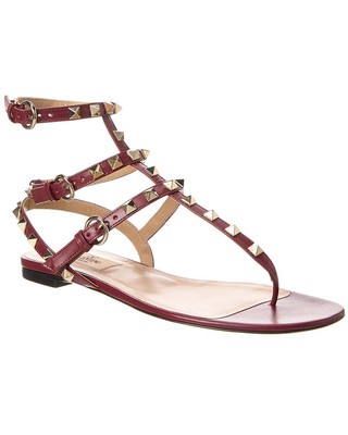 

Женские кожаные сандалии с ремешком на щиколотке Valentino Rockstud, Красный, NA