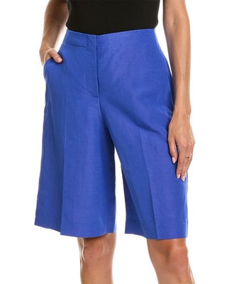 

Lafayette 148 New York Ryerson Шорты-бермуды из шелка и льна для женщин, Lapis blue, NA