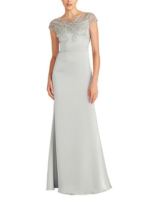 Theia Cosette Applique Satin Gown Womens  2