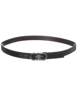 Pre-owned Ferragamo Gancini Reversible & Adjustable Leather Belt Men's Brown 115