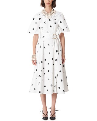 

Женское платье с широкими сборками и рукавами реглан Carolina Herrera, White multi