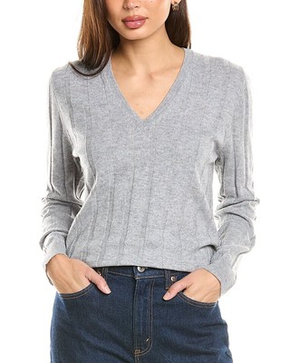 Женский свитер из смеси шерсти и кашемира Malo Cashmere Wide Rib серого цвета S