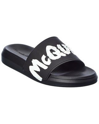 

Мужские резиновые шлепанцы для бассейна Alexander Mcqueen Graffiti, Черный, NA