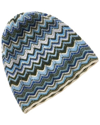 Женская кашемировая шапка Forte Cashmere Zig-Zag зеленого цвета.