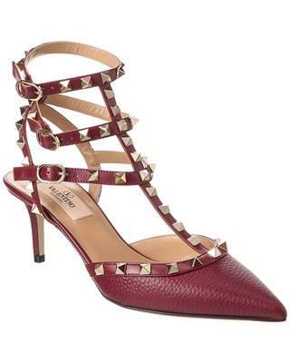 

Женские туфли-лодочки Valentino Rockstud Caged 65 из зернистой кожи с ремешком на щиколотке, Красный, NA