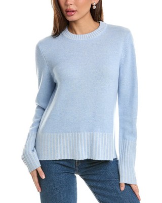 Кашемировый свитер Forte Cashmere с высокой посадкой в рубчик, женский синий L