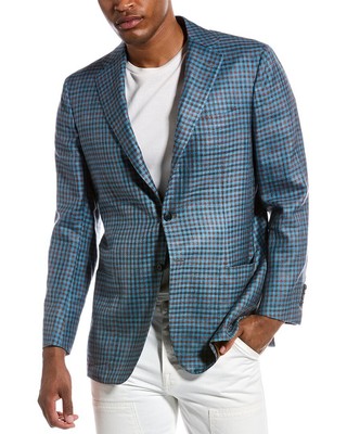 

Мужской пиджак Kiton из кашемира, шелка и льна, Burgundy blu, NA