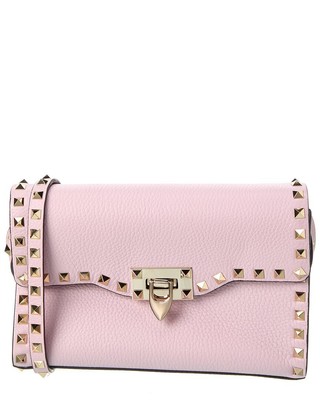 

Маленькая женская сумка через плечо из зернистой кожи Valentino Rockstud, розовая, NA