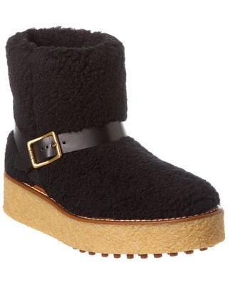 Женские ботинки из овечьей шерсти и кожи на платформе Tod S