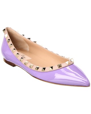 

Женские лакированные туфли на плоской подошве Valentino Rockstud фиолетового цвета, Фиолетовый, NA