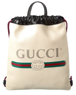 

Женский кожаный рюкзак Gucci на шнурке, белый, NA