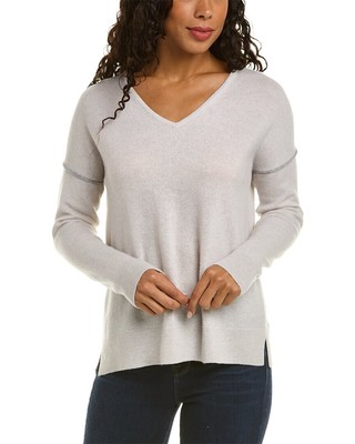 

Легкий кашемировый свитер с v-образным вырезом и окантовкой Forte Cashmere, женский, Бежевый