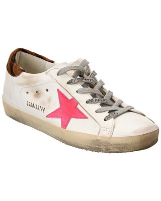

Женские кожаные кроссовки Golden Goose Superstar, Creamy white/fluo red/bl, NA