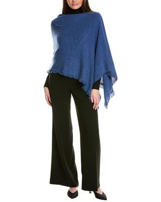 Женский шерстяной топпер с бахромой Hannah Rose синего цвета