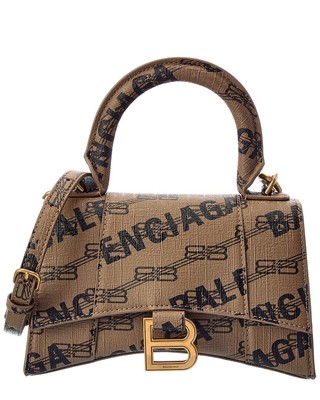 

Balenciaga Hourglass Xs Женская сумка на плечо из парусины с покрытием, бежевая, NA