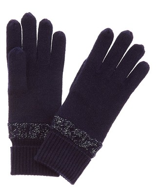 

Qi Cashmere Shimmer Cable Кашемировые перчатки женские синие, Синий