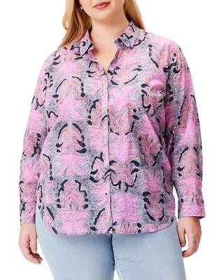 Женская рубашка бойфренда Nic + Zoe Plus с нашивкой в виде лепестка 1X