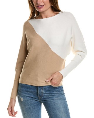 T Tahari Boatneck Top Womens White L