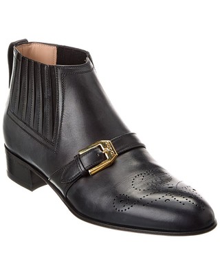Gucci Leather Bootie Womens Black 40