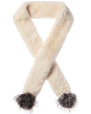 

Шарф с помпоном Adrienne Landau женский белый