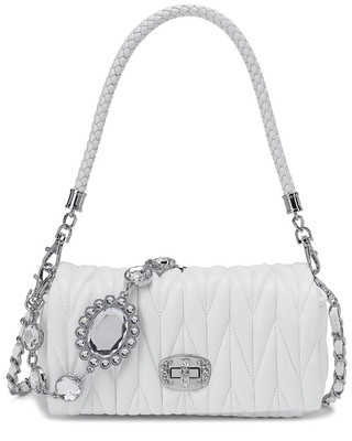 Женское плиссированное кожаное кроссбоди Tiffany & Fred Paris белого цвета