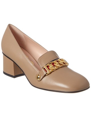 Кожаные туфли-лодочки Gucci Sylvie женские коричневые 38,5