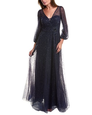 Женское тюлевое платье Teri Jon от Rickie Freeman, расшитое бисером