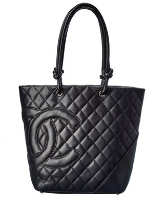 

Черная маленькая объемная сумка-тоут Chanel из стеганой кожи ягненка Cambon (подлинные, бывшие в употреблении), NA