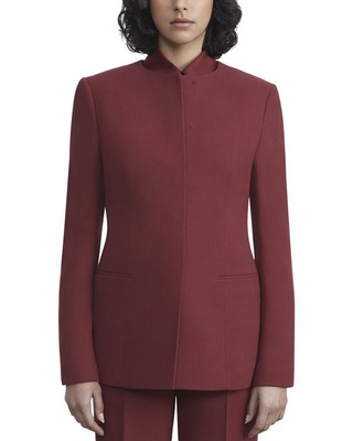 Pre-owned Lafayette 148 York Collarless Wool Blazer Women's In Red