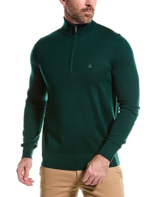 Мужской шерстяной свитер Brooks Brothers с имитацией молнии на 1/2, зеленый, M
